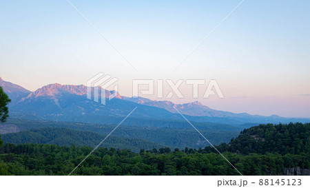 View of the mountain at sunset from the observation deck of Tazy canyon, Turkey 88145123