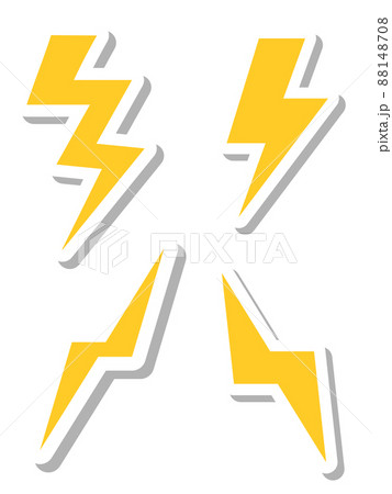 雷、電波のセットイラスト、ステッカー風 88148708