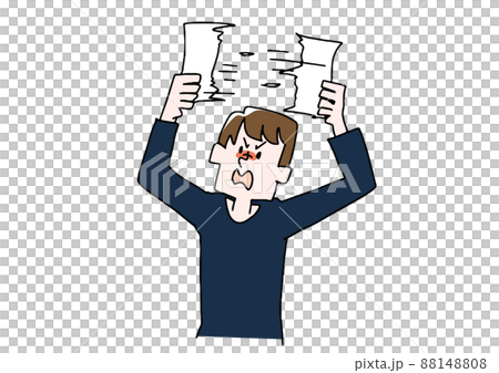 紙を破り捨てている男性 コミカルな手書きの人物 ベクター、線画にカラー 紙を破り捨てている男性 コミカルな手書きの人物 ベクター、線画にカラー 88148808