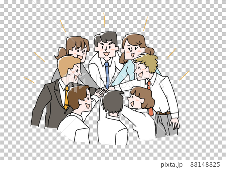 A businessman who is working together, a comical handwritten person, a vector, a line drawing and a color A businessman who is working together, a comical handwritten person, a vector, a line drawing and a color 88148825