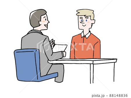 外国人専用窓口　コミカルな手書きの人物　ベクター、線画にカラー 88148836