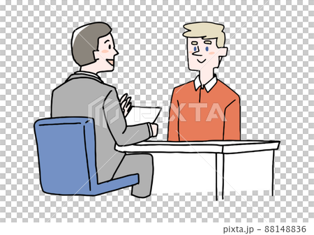 外国人専用窓口　コミカルな手書きの人物　ベクター、線画にカラー 88148836