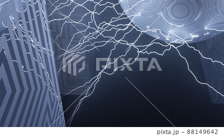 CGライトニング　放電する球体と模様のある立方体 88149642