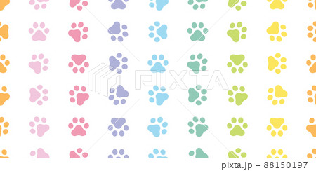 dog paw seamless pattern footprint cat rainbow color french bulldog icon vector puppy kitten cartoon doodle isolated repeat wallpaper tile background illustration design clip art 88150197