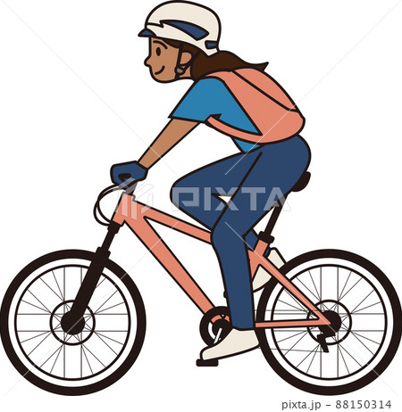 マウンテンバイクを運転する南アジア系の人のイラスト素材