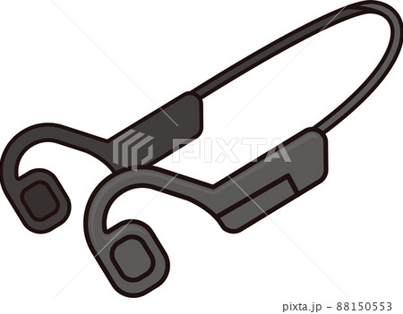 黒色の骨伝導イヤホンのイラストのイラスト素材 黒色の骨伝導イヤホンのイラストのイラスト素材