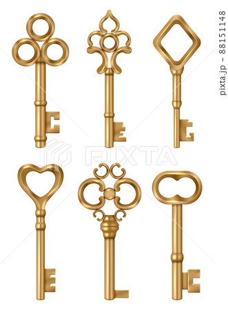Golden Key Real Estate Symbols Medieval Ornate のイラスト素材