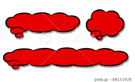 もくもく雲のアメコミ風な吹き出しのテロップベース・赤 88151926