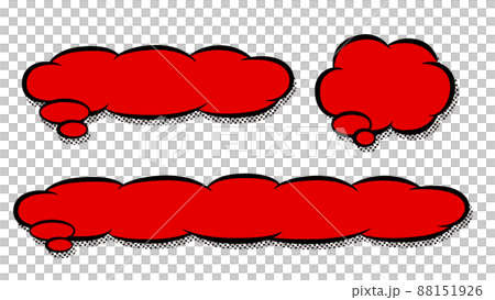 もくもく雲のアメコミ風な吹き出しのテロップベース・赤 88151926