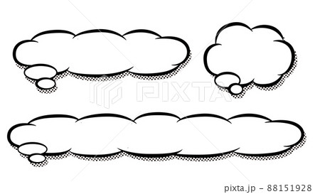 もくもく雲のアメコミ風な吹き出しのテロップベース・白 88151928