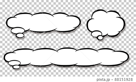 もくもく雲のアメコミ風な吹き出しのテロップベース・白 88151928