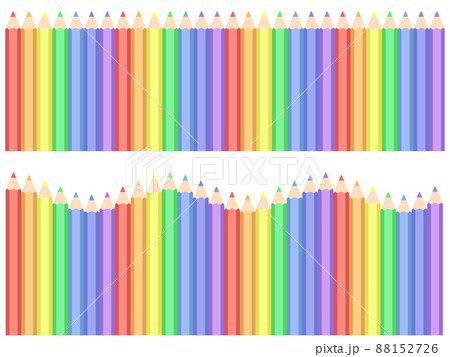 虹色の色鉛筆のイラストのイラスト素材