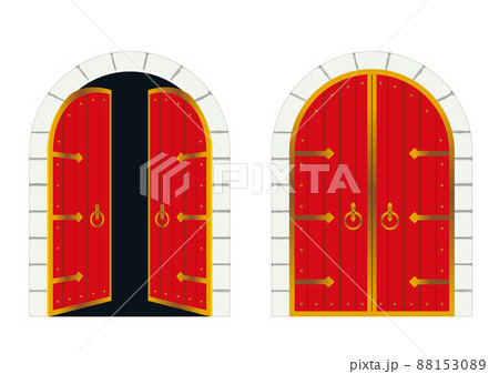 重厚な中世ヨーロッパ風の扉のイラストセット 未来将来運命のイメージ 扉 ドアのイラストのイラスト素材 1530