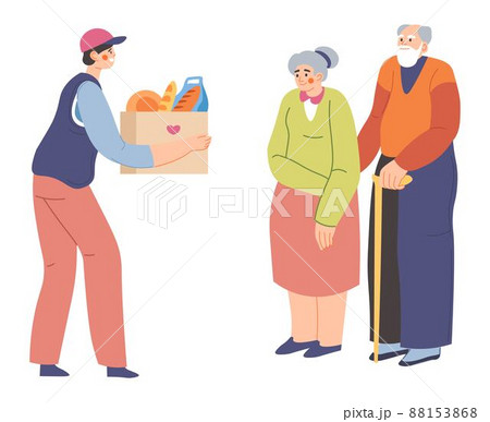 Volunteer helping senior people, food delivery 88153868