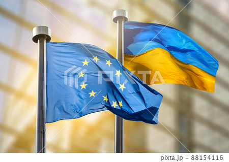 Flags of European Union and Ukraine Flags of European Union and Ukraine 88154116