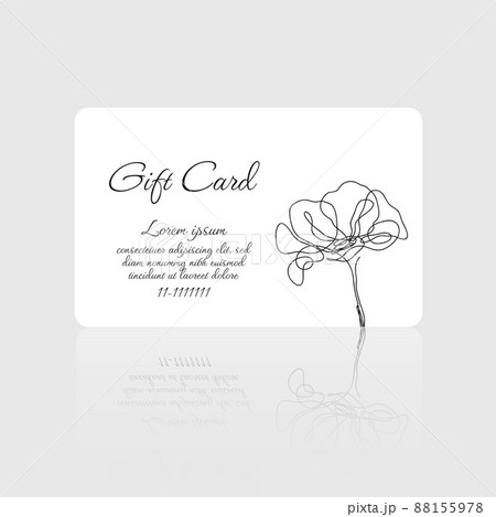 Gift card vector with poppy flower design on white background for beauty salon, spa, massage salon. Gift card template for voucher coupon 88155978