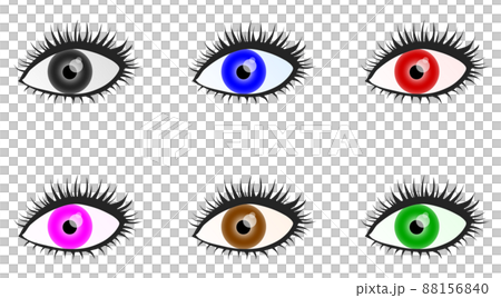 カラフルなカラーコンタクトをした女性の目のイラスト カラフルなカラーコンタクトをした女性の目のイラスト 88156840