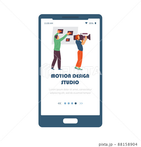 Motion design studio onboarding page of mobile app, flat vector illustration. 88158904