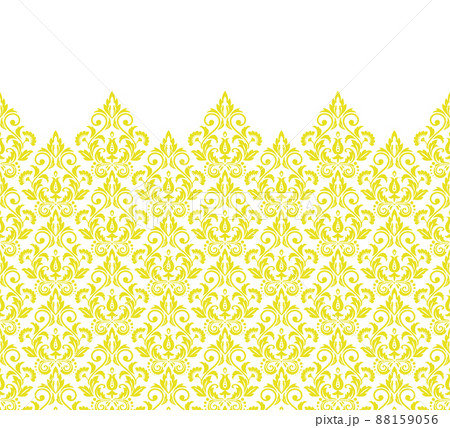 Wallpaper in the style of Baroque. Modern vector background. White and yellow floral ornament. Graphic pattern for fabric, wallpaper, packaging. Ornate Damask flower ornament Wallpaper in the style of Baroque. Modern vector background. White and yellow floral ornament. Graphic pattern for fabric, wallpaper, packaging. Ornate Damask flower ornament 88159056