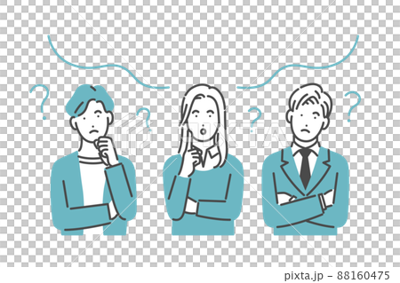 Three men and women who are worried Three men and women who are worried 88160475