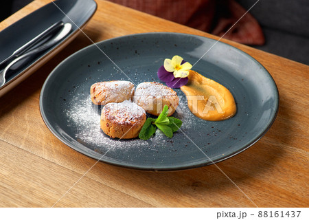 Delicious vegetarian pancakes with tofu and banana cheese 88161437