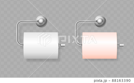 Realistic Detailed 3d Toilet Paper Roll on Holder Set. Vector 88163390
