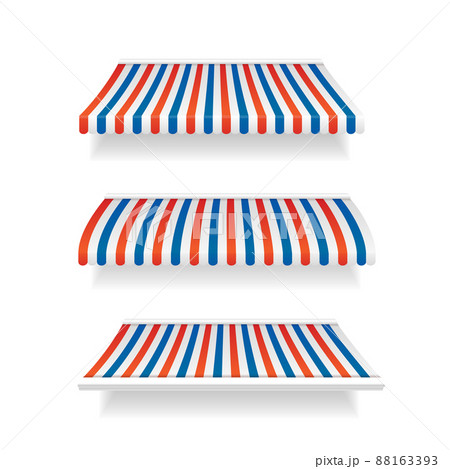 Realistic Detailed 3d Striped Awning Tent Set. Vector 88163393