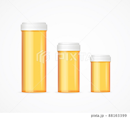 Realistic Detailed 3d Blank Orange Pills Tablet Tube Bottle Set. Vector 88163399