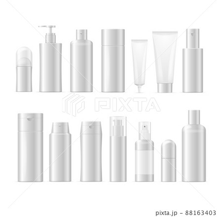 Realistic Detailed 3d White Cosmetic Bottle Set. Vector 88163403