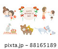 母の日の動物親子のイラストセット 88165189