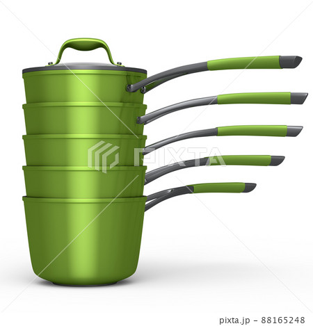 Set of stainless steel stewpot and chrome plated cookware on white background Set of stainless steel stewpot and chrome plated cookware on white background 88165248