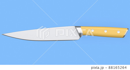 Chef's kitchen knife with a wooden handle isolated on blue background. Chef's kitchen knife with a wooden handle isolated on blue background. 88165264