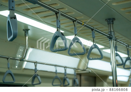 Empty underground electric bogies are free of people due to the COVID-19 epidemic status. 88166808