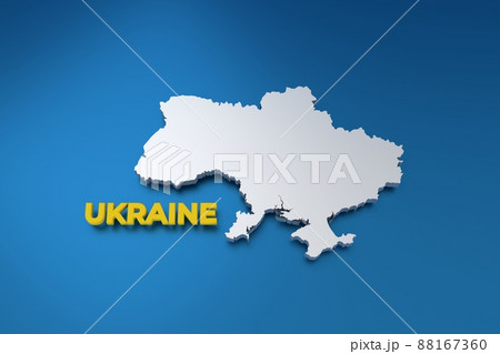 Stylich 3D map of Ukraine in shades of grey on bkue background Stylich 3D map of Ukraine in shades of grey on bkue background 88167360