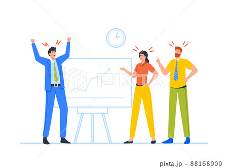Angry Business Men and Woman Quarrel, Fight, Waving Fists, Arguing. Business Team Conflict, Competition, Fighting Angry Business Men and Woman Quarrel, Fight, Waving Fists, Arguing. Business Team Conflict, Competition, Fighting 88168900