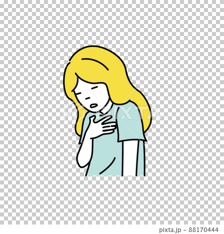 Illustration of a woman who is palpitated and stuffy 88170444