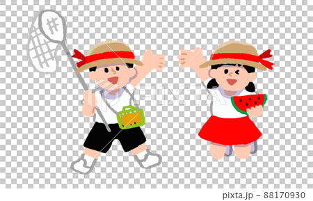 Elementary school students during summer vacation (hand-painted color) 88170930