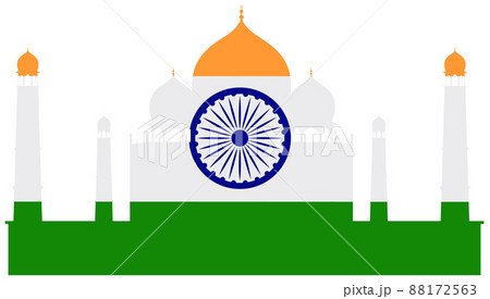 Flag design of country India with Taj Mahal background Flag design of country India with Taj Mahal background 88172563