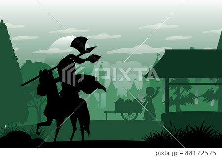 Silhouette scene with medieval 88172575