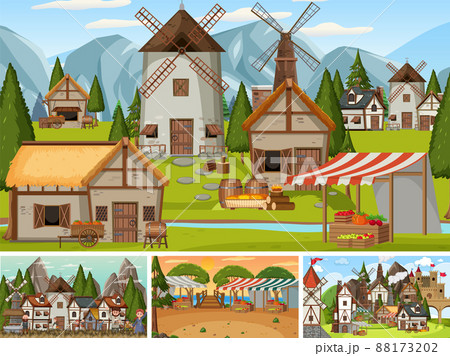 Set of different scene medieval Set of different scene medieval 88173202