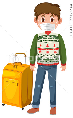Man wearing mask with luggage Man wearing mask with luggage 88173460