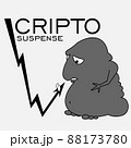 cryptocurrency uncertainty illustration with abstract creature and graph 88173780