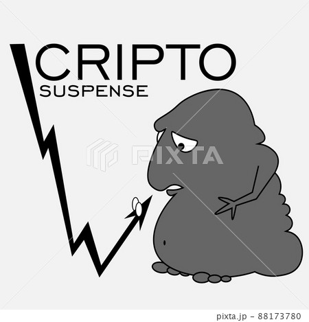 cryptocurrency uncertainty illustration with abstract creature and graph 88173780
