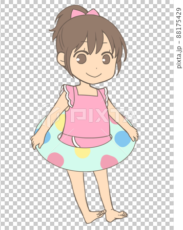 一個帶著花車的女孩的插圖 一個帶著花車的女孩的插圖 88175429