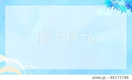 涼しげな紅葉と水彩テクスチャの背景 88175786