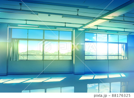 High school classroom in the Evening time, Anime background, 2D  illustration. Stock Illustration | Adobe Stock