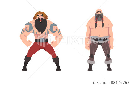 Powerful Scandinavian viking warriors set cartoon vector illustration Powerful Scandinavian viking warriors set cartoon vector illustration 88176768