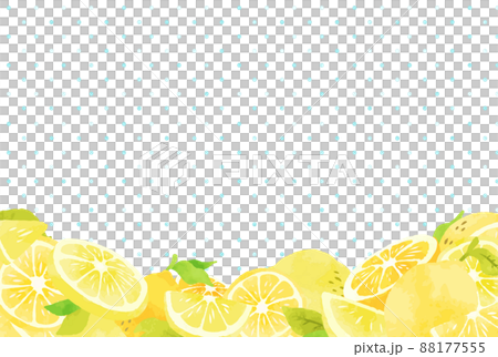 かわいいレモンと水玉模様の背景イラスト 88177555