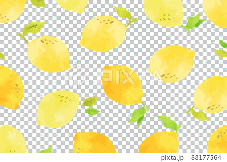 かわいい手描きのレモンと水玉模様の背景イラスト かわいい手描きのレモンと水玉模様の背景イラスト 88177564