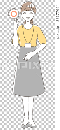 Casual female office staff who put out a round mark (whole body) Casual female office staff who put out a round mark (whole body) 88177644